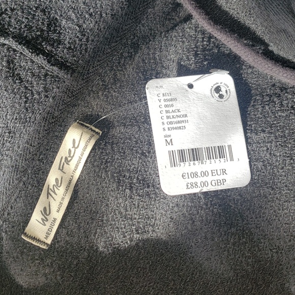 Free People Hoodie Zip Camden Black Medium nwt - Picture 8 of 10